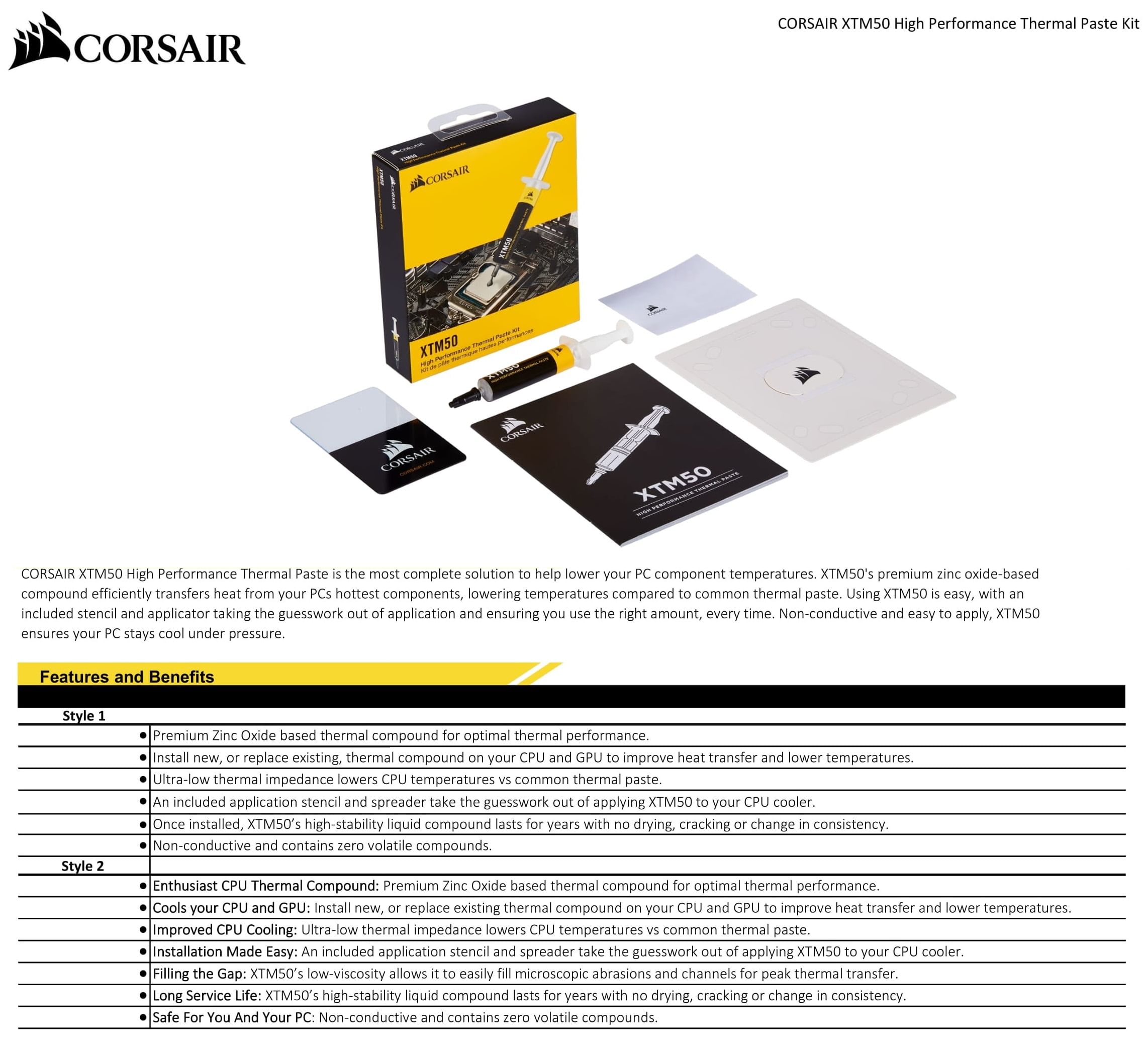 Corsair XTM50 High Performance Thermal Paste Kit