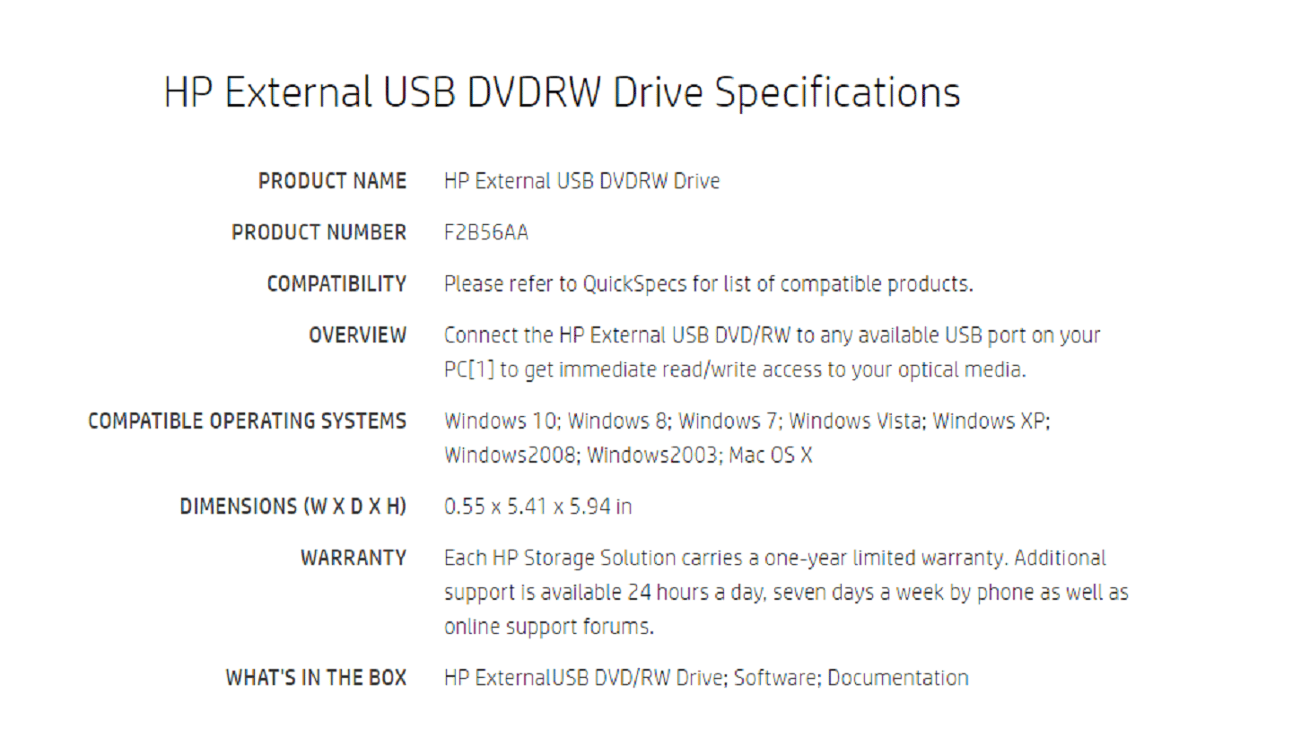 HP USB External DVDRW Drive