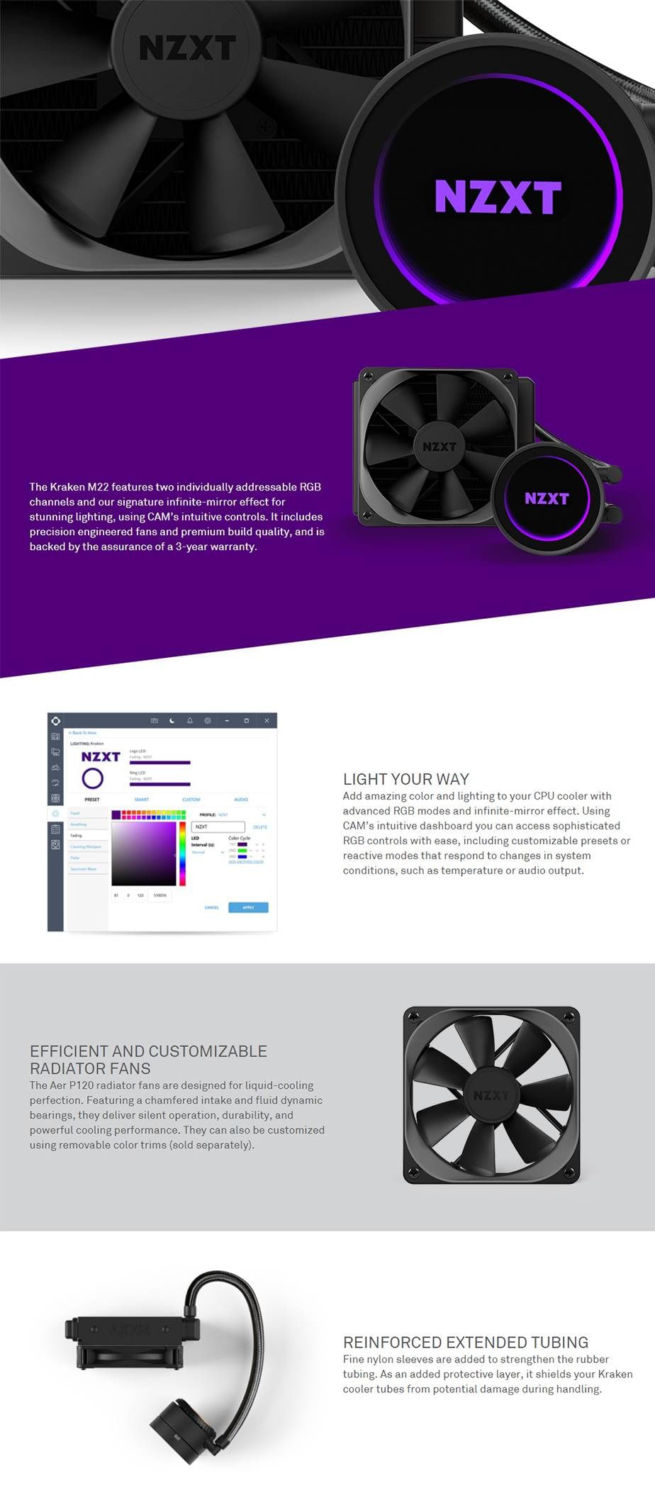 NZXT Kraken M22 RGB Enclosed Liquid Cooling System