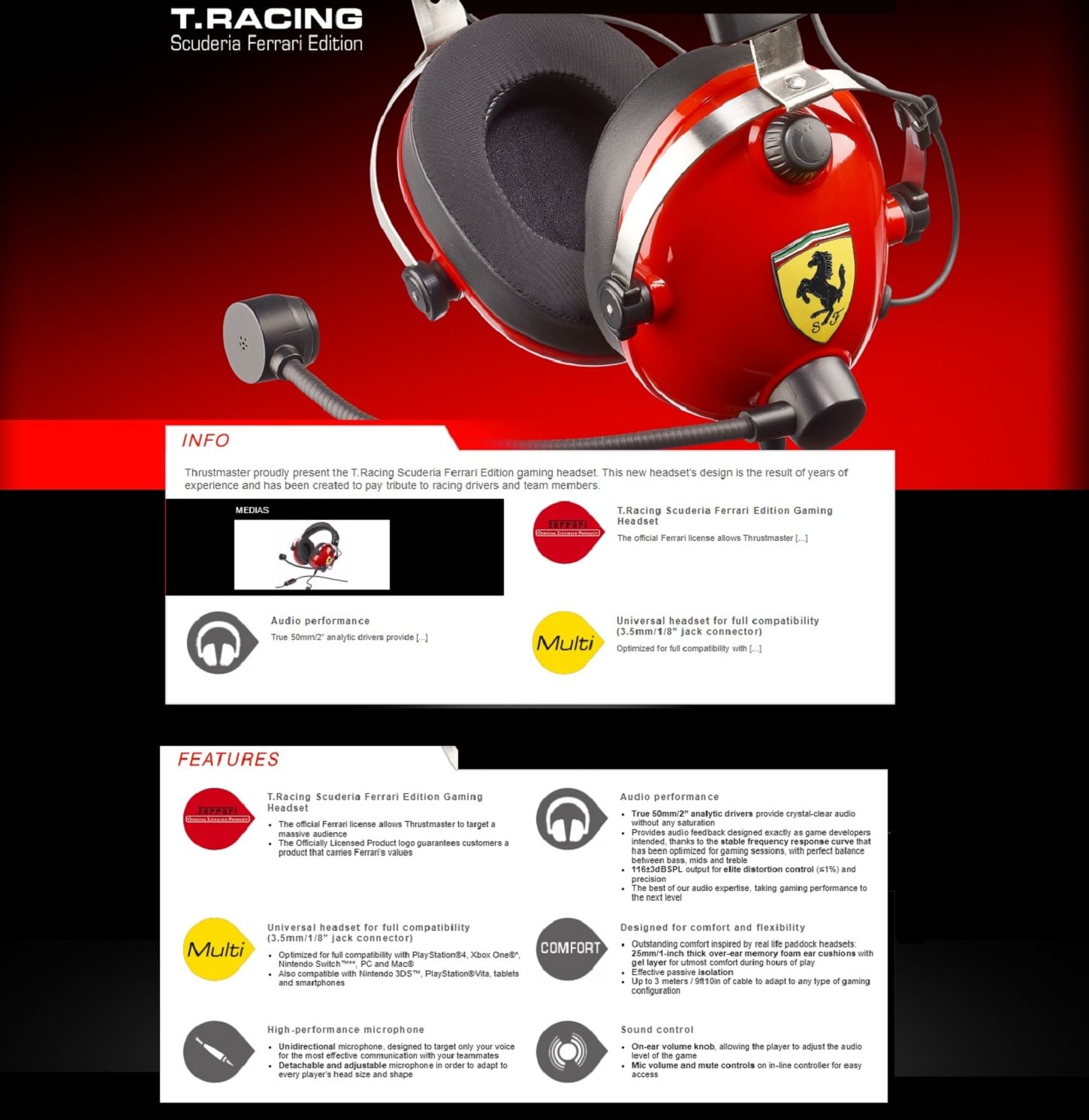 Thrustmaster T.Racing Scuderia Ferrari Edition Headset