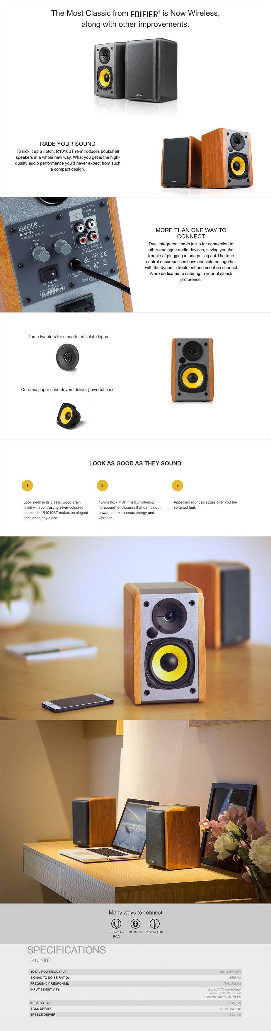 Edifier R1010BT 2.0 Bookshelf Speaker with Bluetooth Black