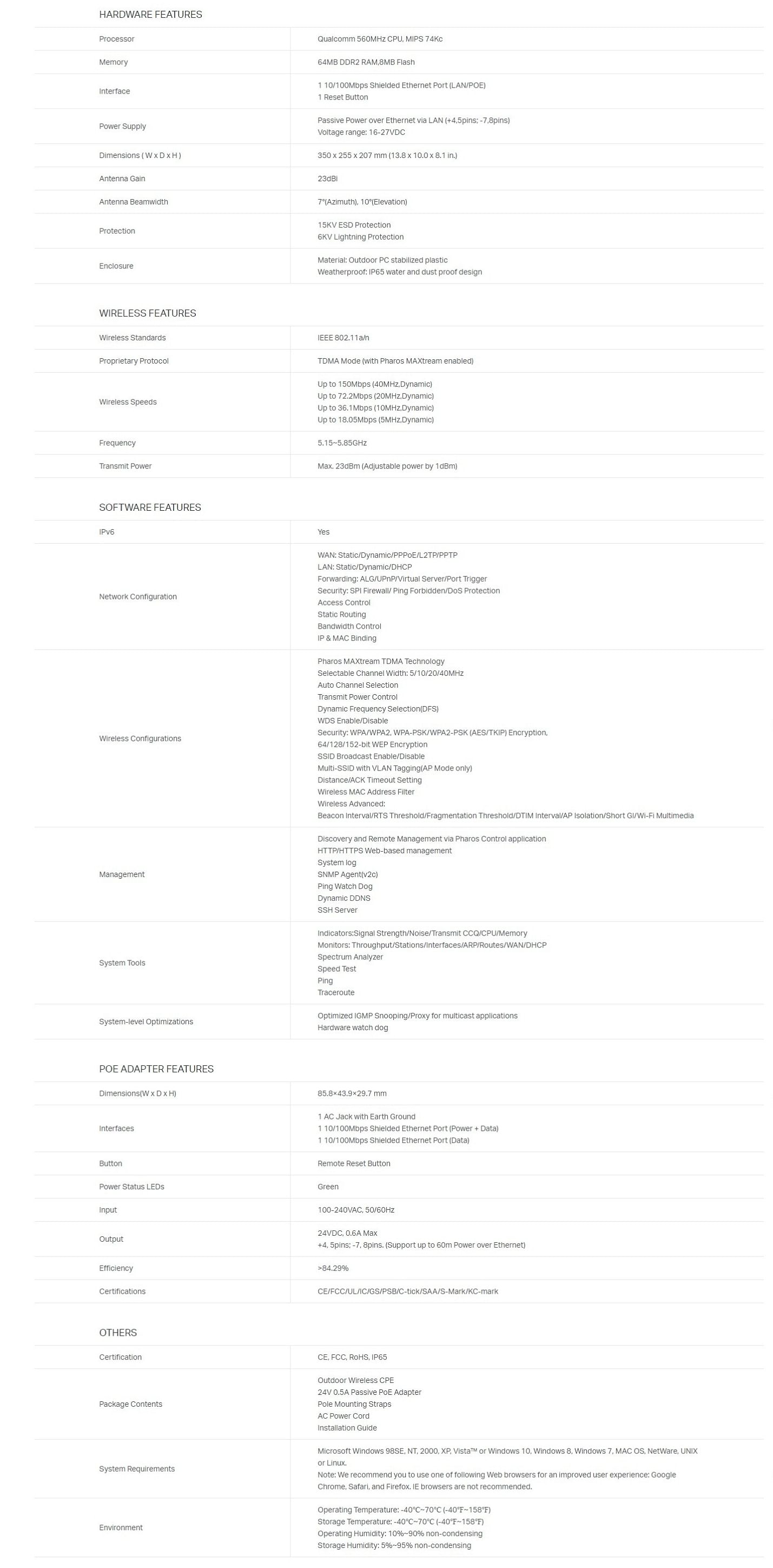 TP-Link CPE605 5GHz 23dBi 150Mbps Outdoor CPE