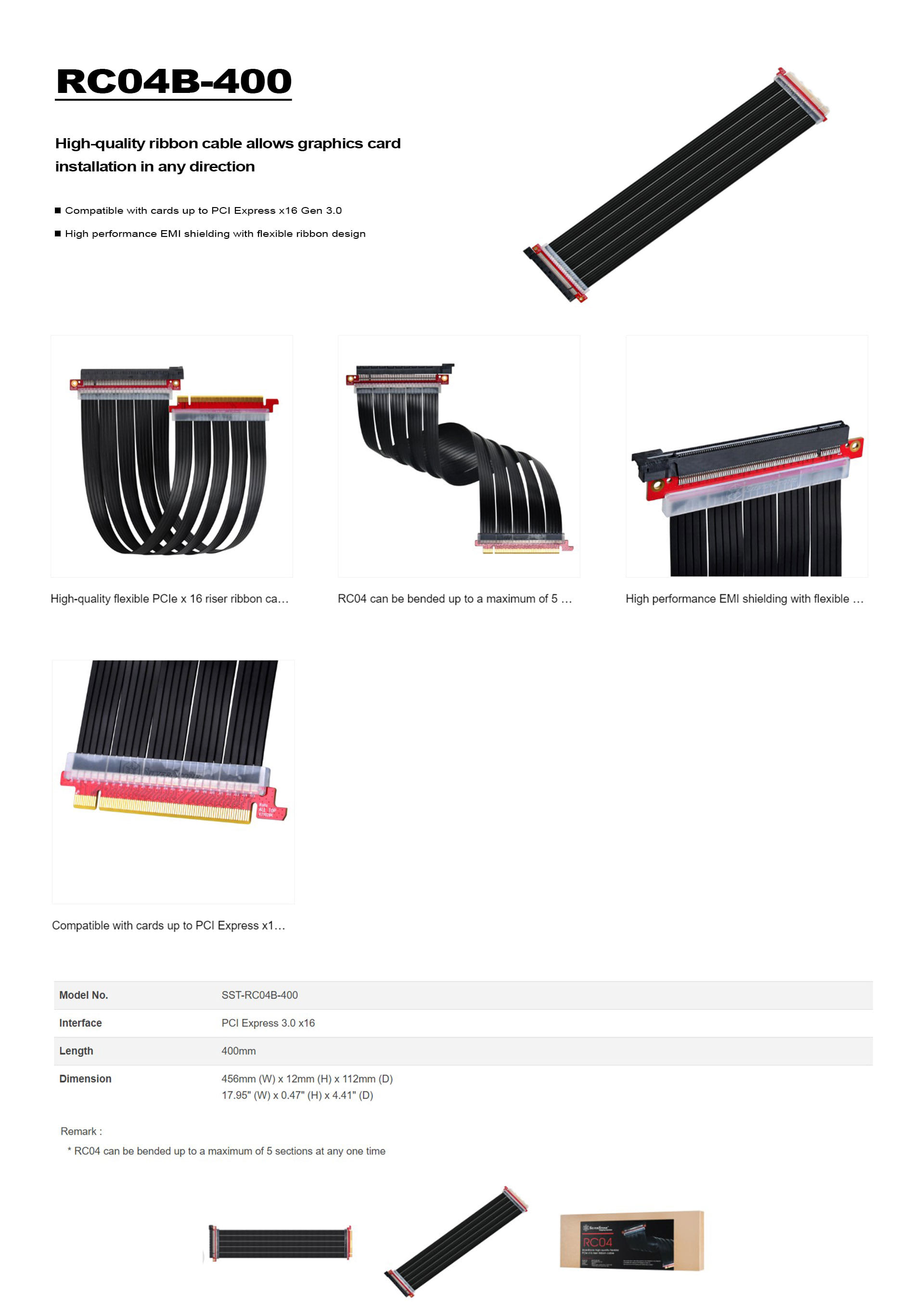 SilverStone フレキシブルPCIe 4.0 x16 ライザーケーブル SilverStone フレキシブルPCIe 4.0 x16 ライザーケーブル