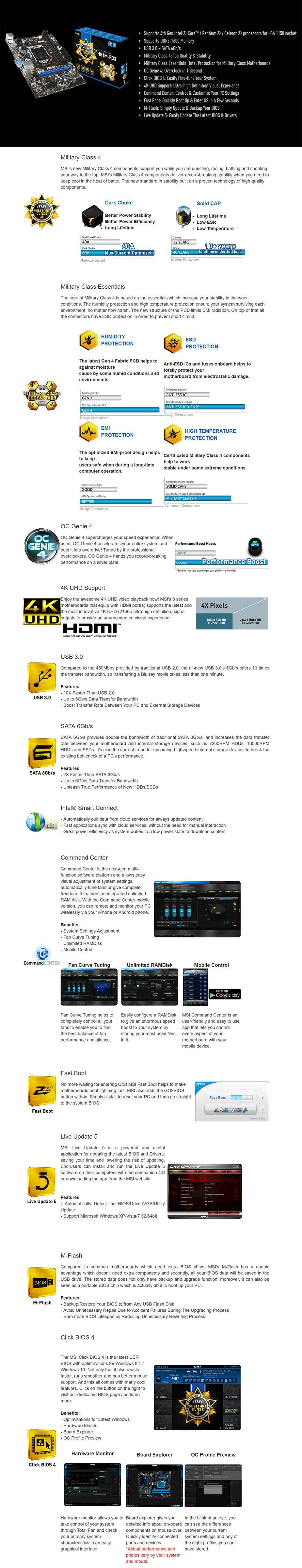 MSI H81M-E33 LGA 1150 Micro-ATX Mainboard