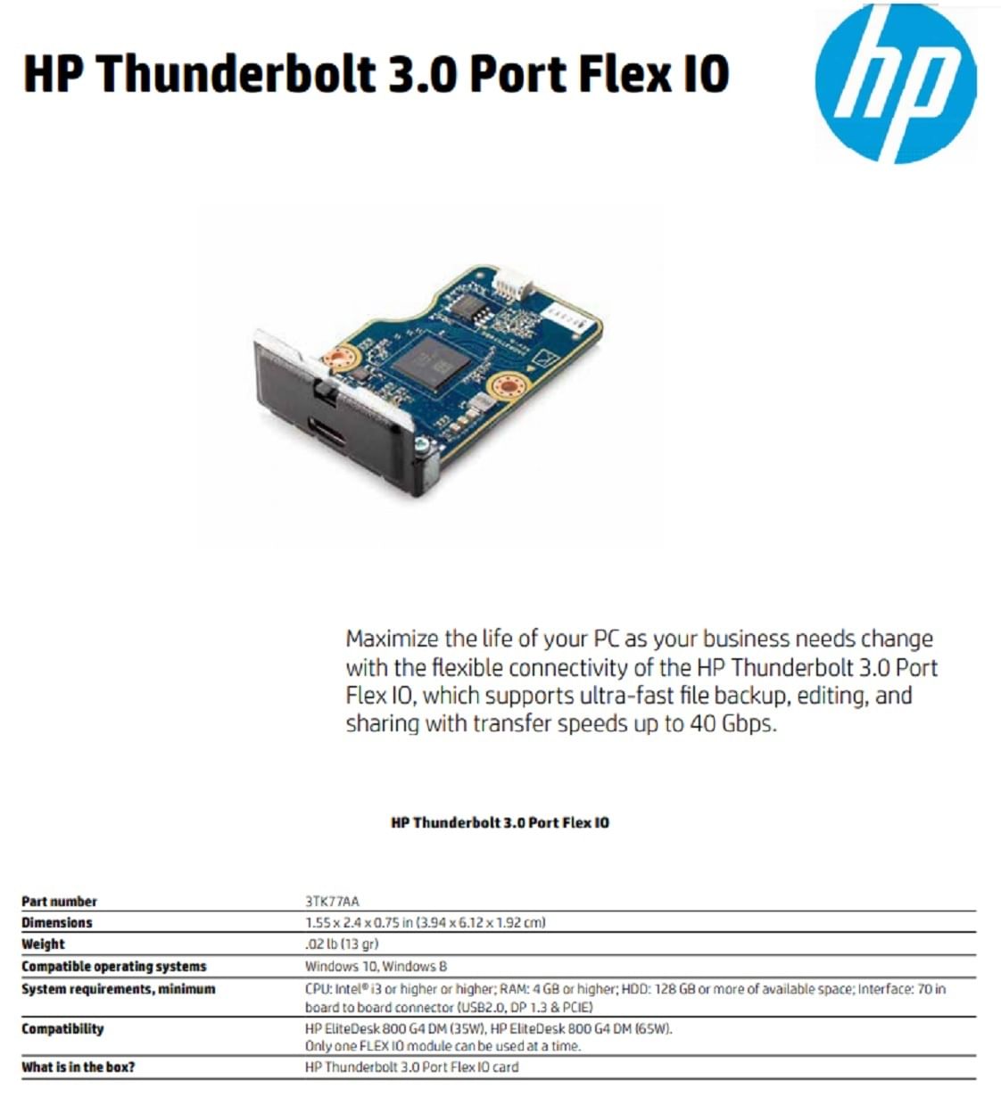 (Carton Damaged) HP 3TK77AA Thunderbolt 3.0Port Flex IO