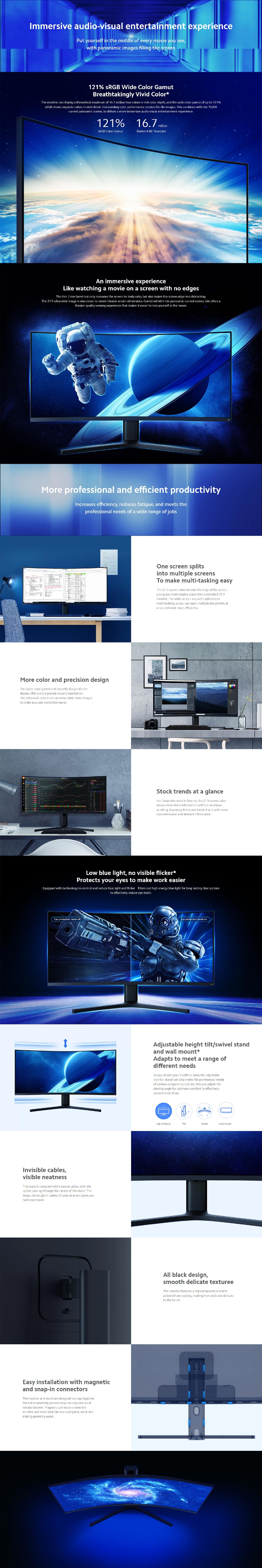 (Ex-Demo) Xiaomi 34" UWQHD 144Hz FreeSync Curved Gaming Monitor