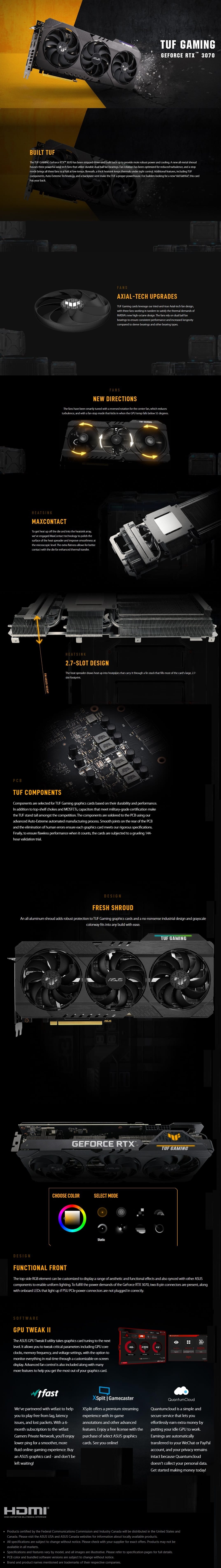 ASUS TUF Gaming GeForce RTX 3070 O8G Graphics Card