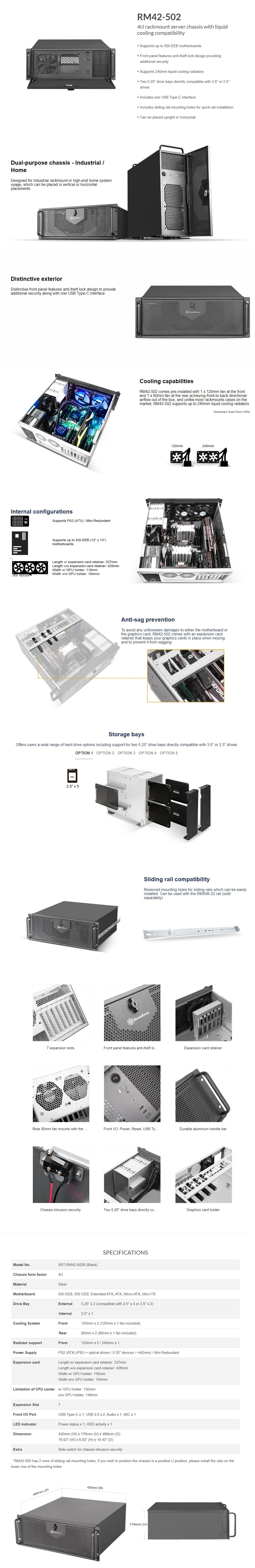 Silverstone E-ATX 4U Rackmount Computer Case - Black