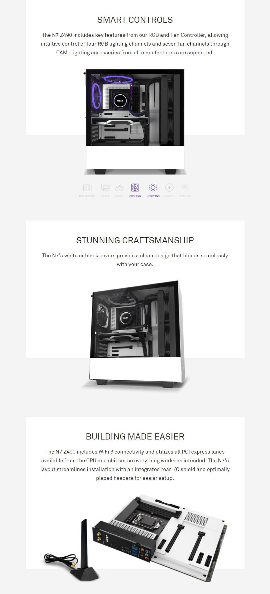 NZXT N7 Z490 ATX LGA 1200 Wireless Gaming Motherboard Matte Black