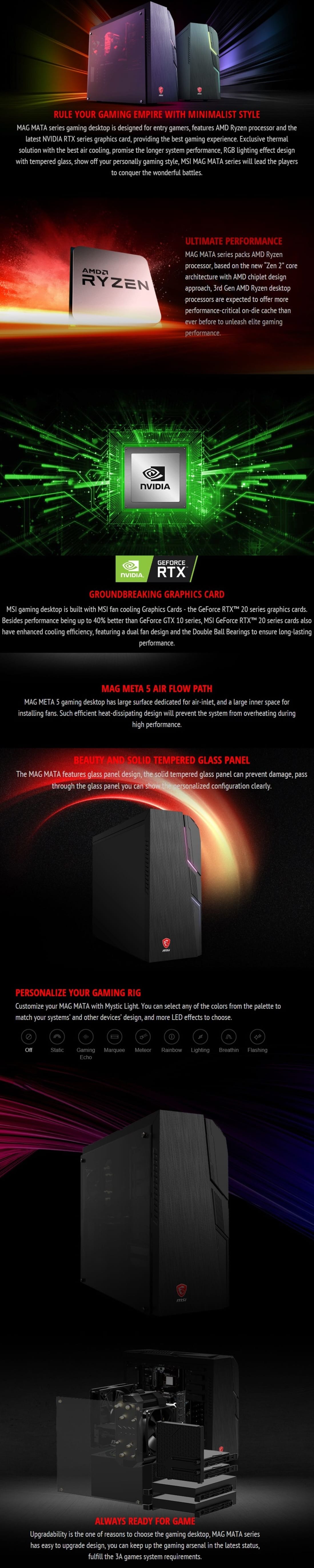 MSI Meta 5 Desktop PC, Ryzen 7-3700X, 16GB, 1TB SSD + 1TB HDD, RTX 2070 ...