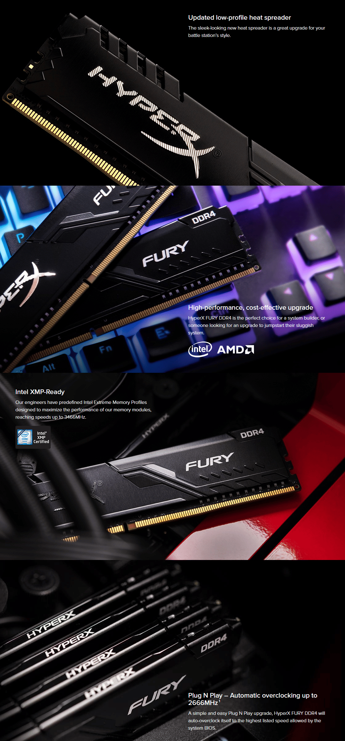 Ddr4 Hx432c16fb3k4 Kingston HyperX Fury 128GB(4x32GB) DDR4-3200 Memory