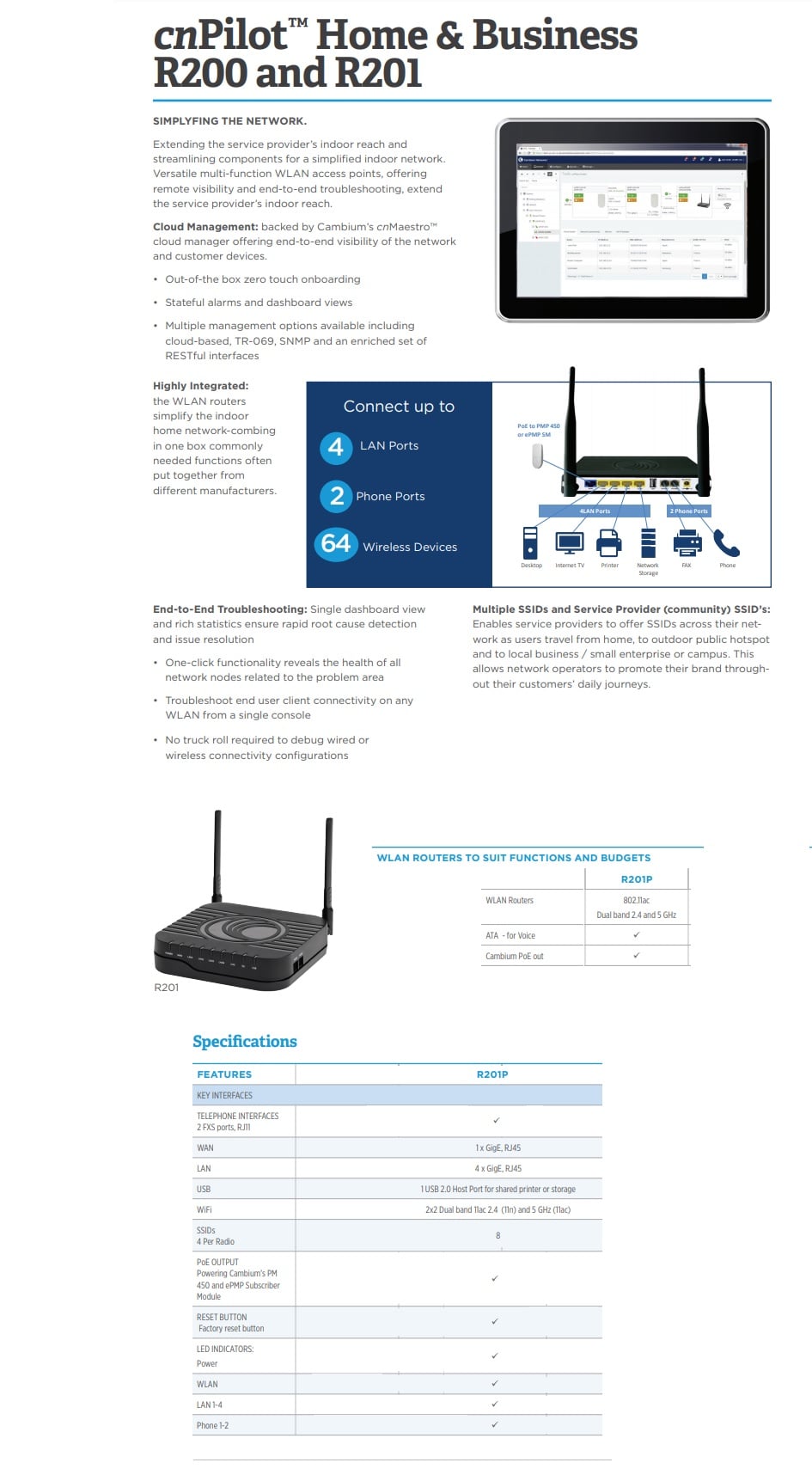 Cambauim Router Cambium CNPILOT R201P WLAN ATA And POE Router