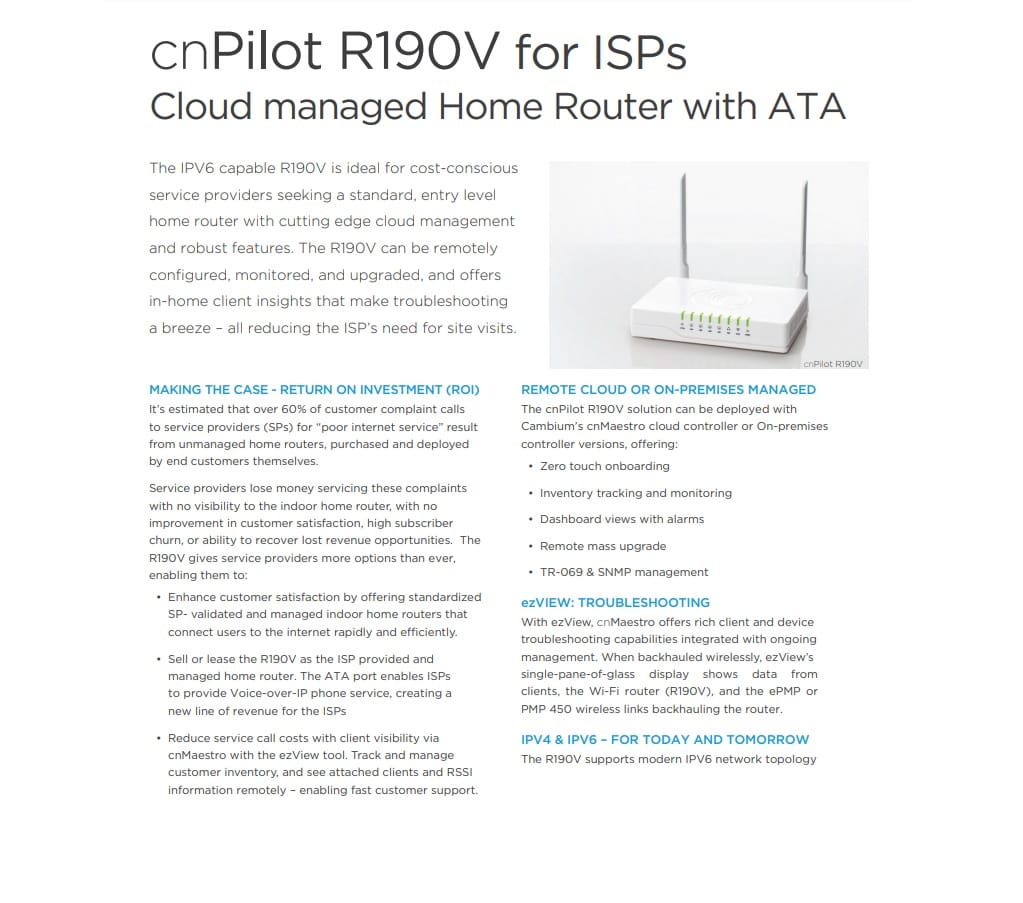 Cambium R190V WLAN Router With Built-in ATA