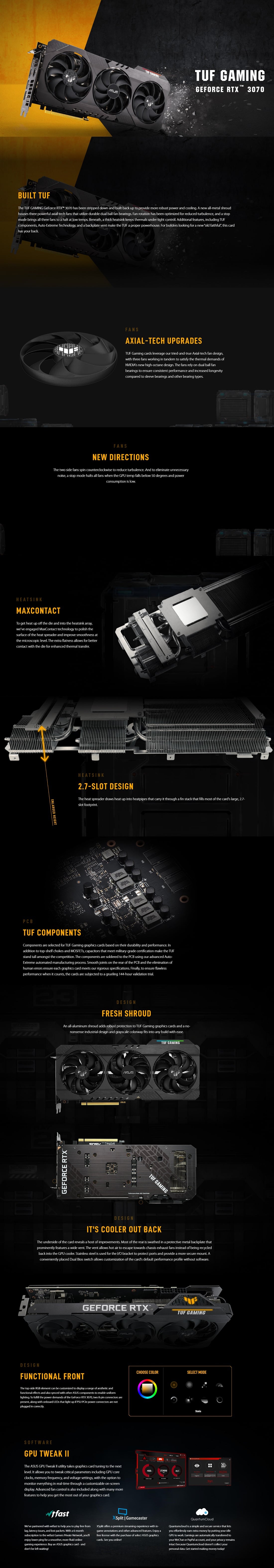 ASUS TUF Gaming GeForce RTX 3070 8G V2 Graphics Card - LHR