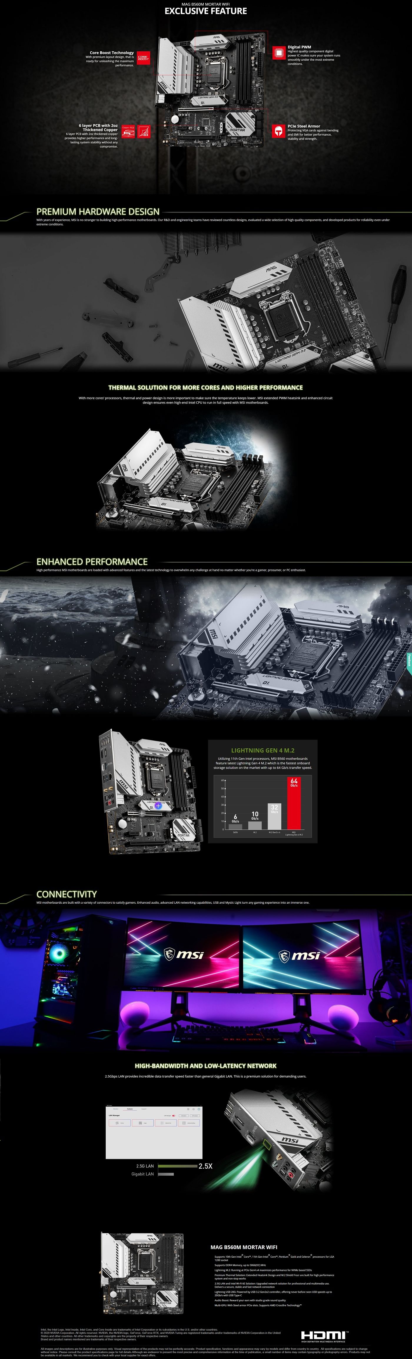 MSI MAG B560M MORTAR WIFI LGA 1200 micro ATX Motherboard