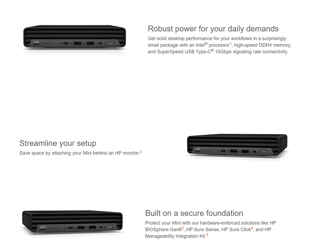 HP ProDesk 400 G6 Desktop Mini PC, i7-10700T, 16GB RAM, 256GB SSD