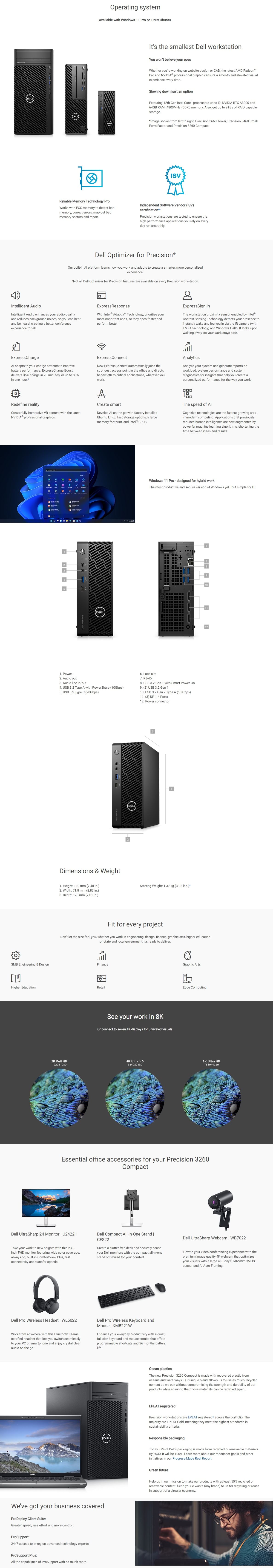 Dell Precision 3260 Compact Workstation i712700, 16GB RAM, 1TB SSD