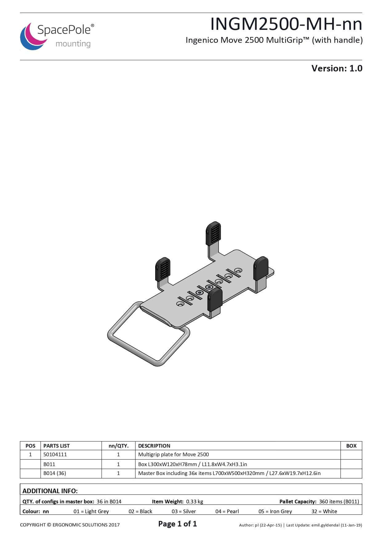Spacepole Multigrip With Handle Ingenico Move 2500