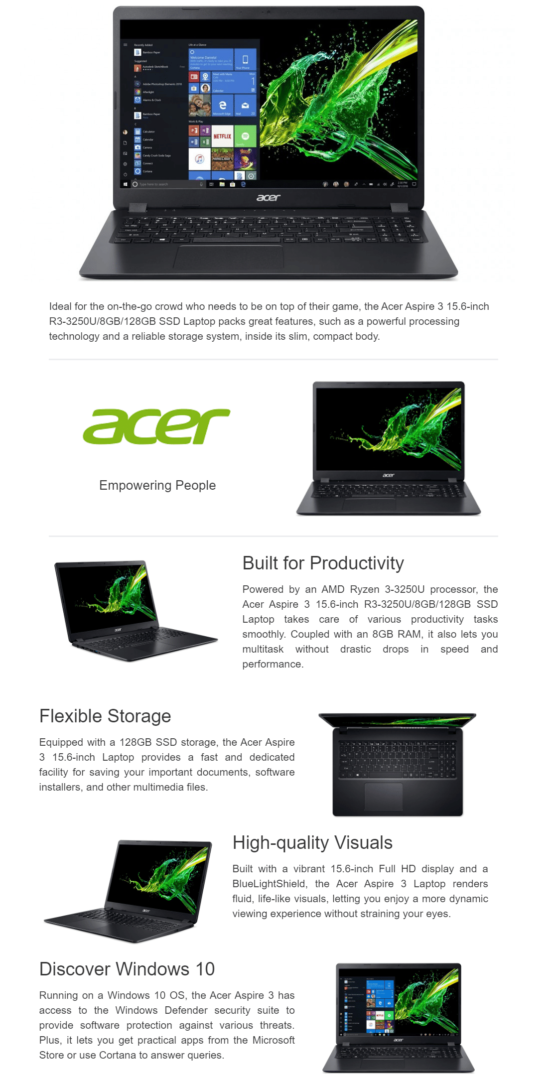 (Manufacturer Refurbished) Acer Aspire 3,15.6