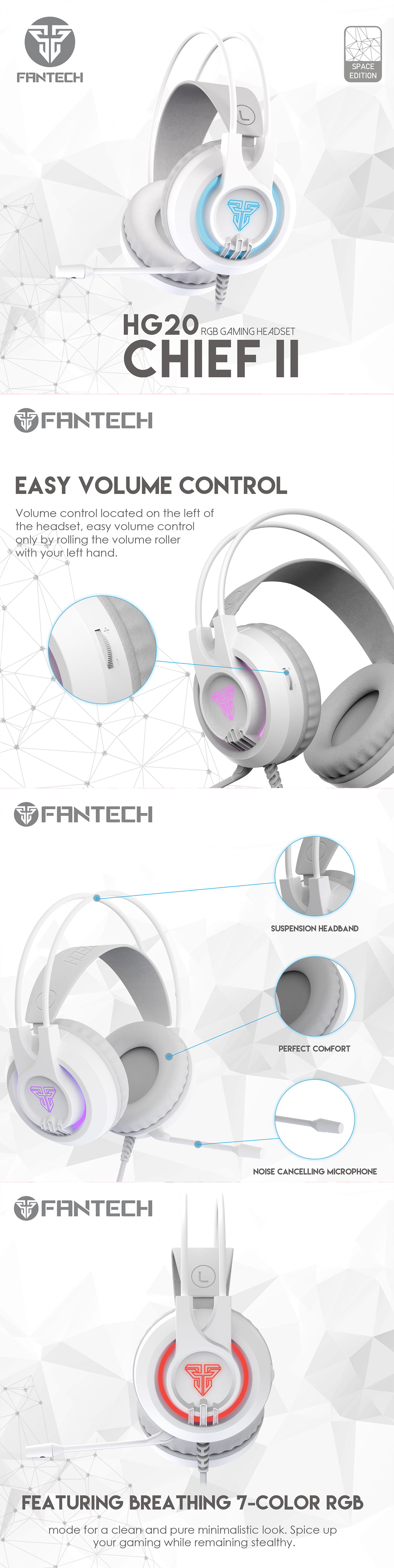 Fantech PC Headset Noise-Cancelling Microphone White