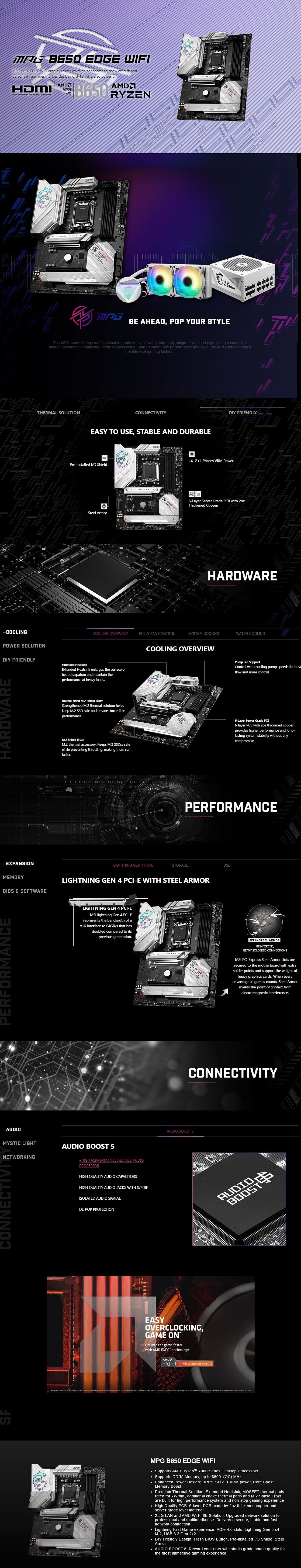 Msi Mpg B650 Edge Wifi Am5 Atx Motherboard