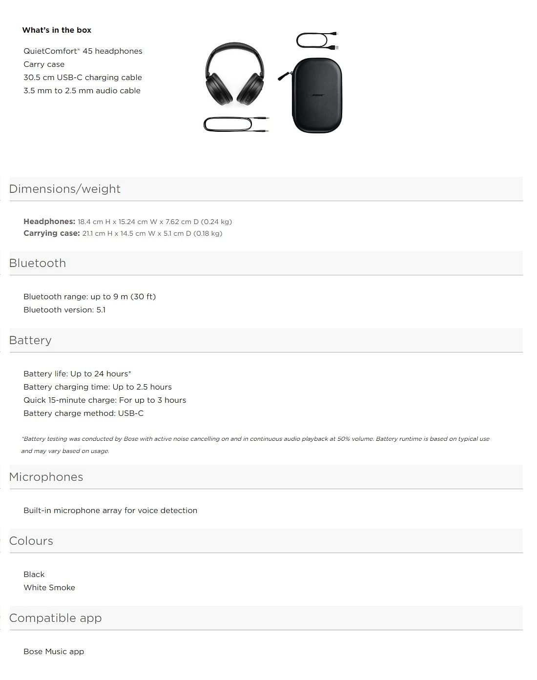 Bose 45 Wireless Noise Cancelling Headphones Black