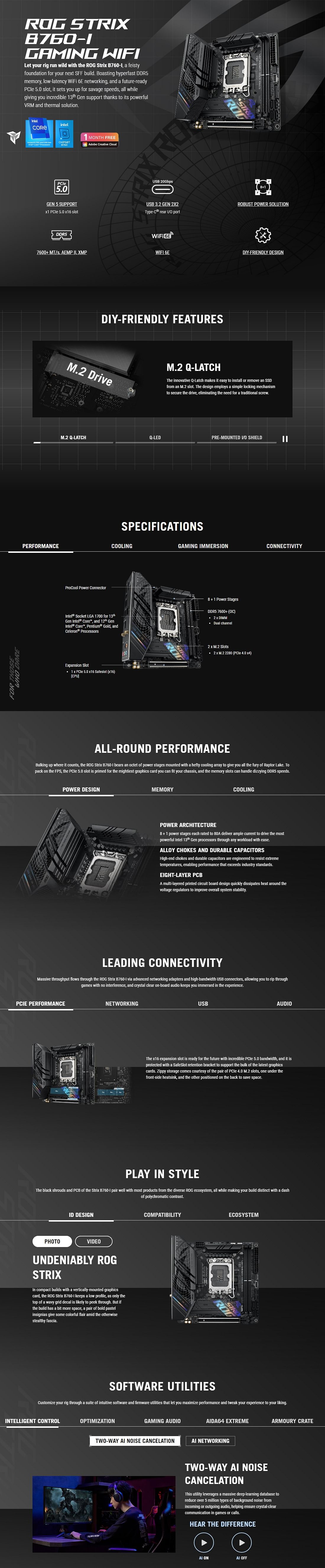 Asus ROG STRIX B760-I GAMING WIFI Mini-ITX Motherboard