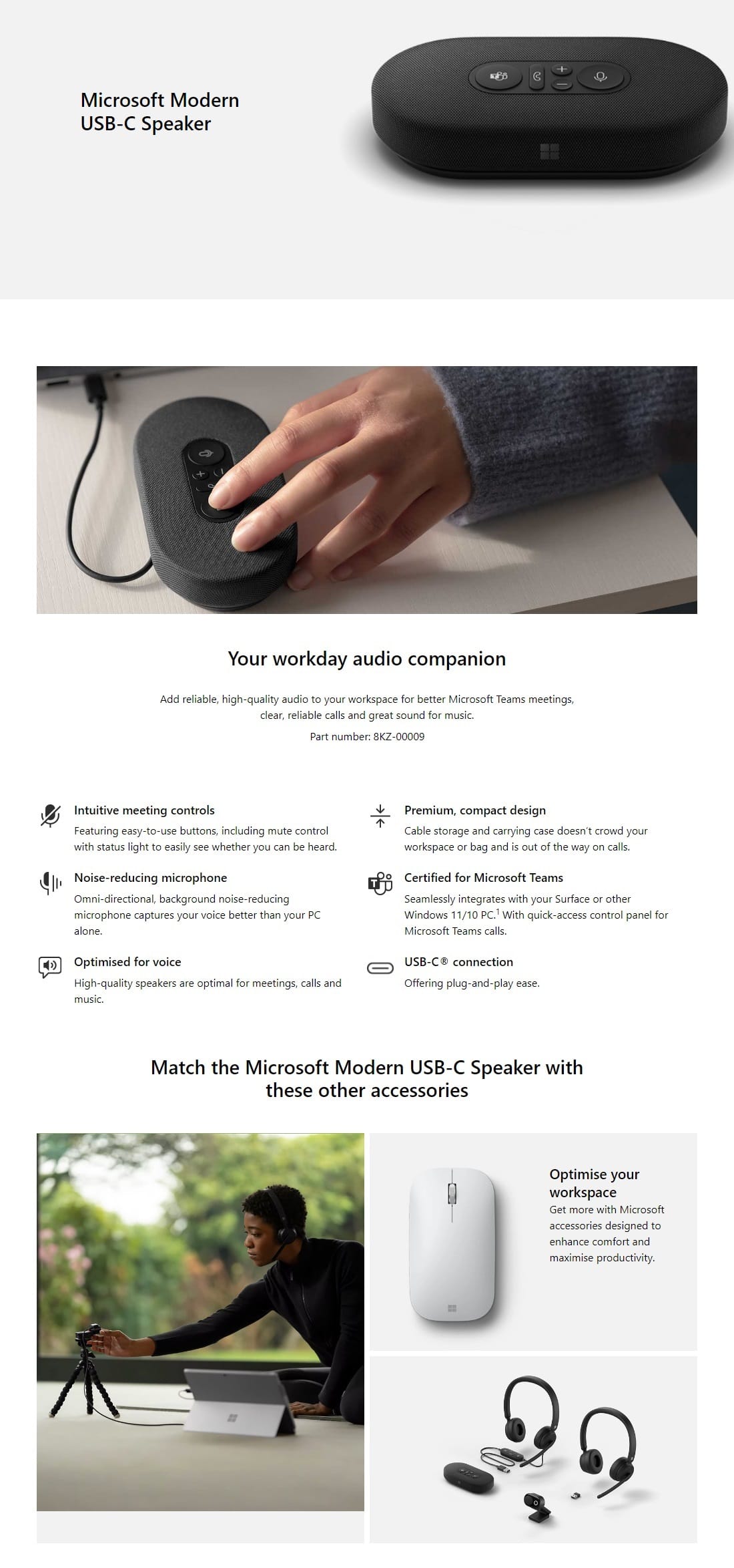 (Carton Damaged) Microsoft Modern USBC Speaker Microsoft Teams