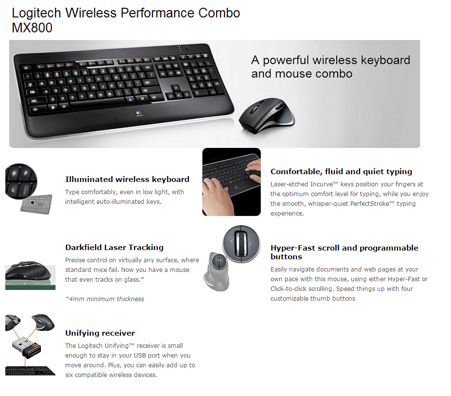 Logitech MX800 Wireless Performance Keyboard & Combo | 920-006244 | JW Computers