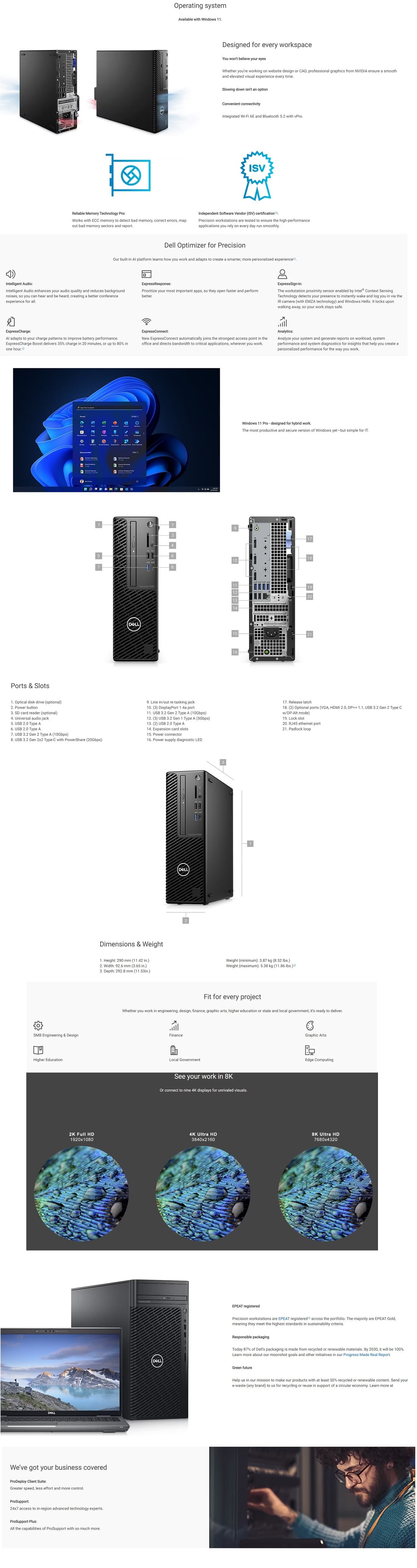 Dell Precision 3460 Small Form Factor Workstation, Intel Core i7-12700 ...