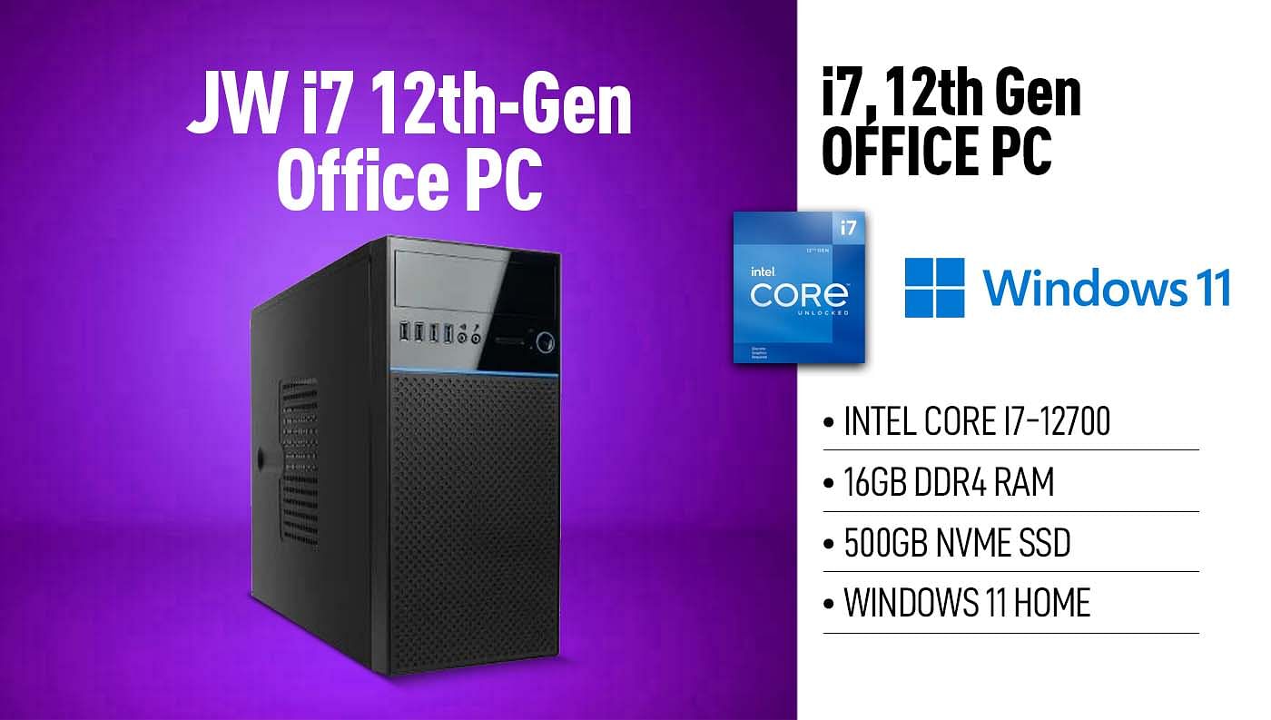 JW i7 12th Gen Office PC Core (i712700 500GB NVME SSD 16GB Windows 11 Home) JW Computers