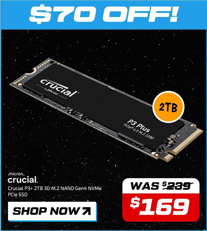 Crucial P3+ 2TB 3D M.2 NAND Gen4 NVMe PCIe SSD