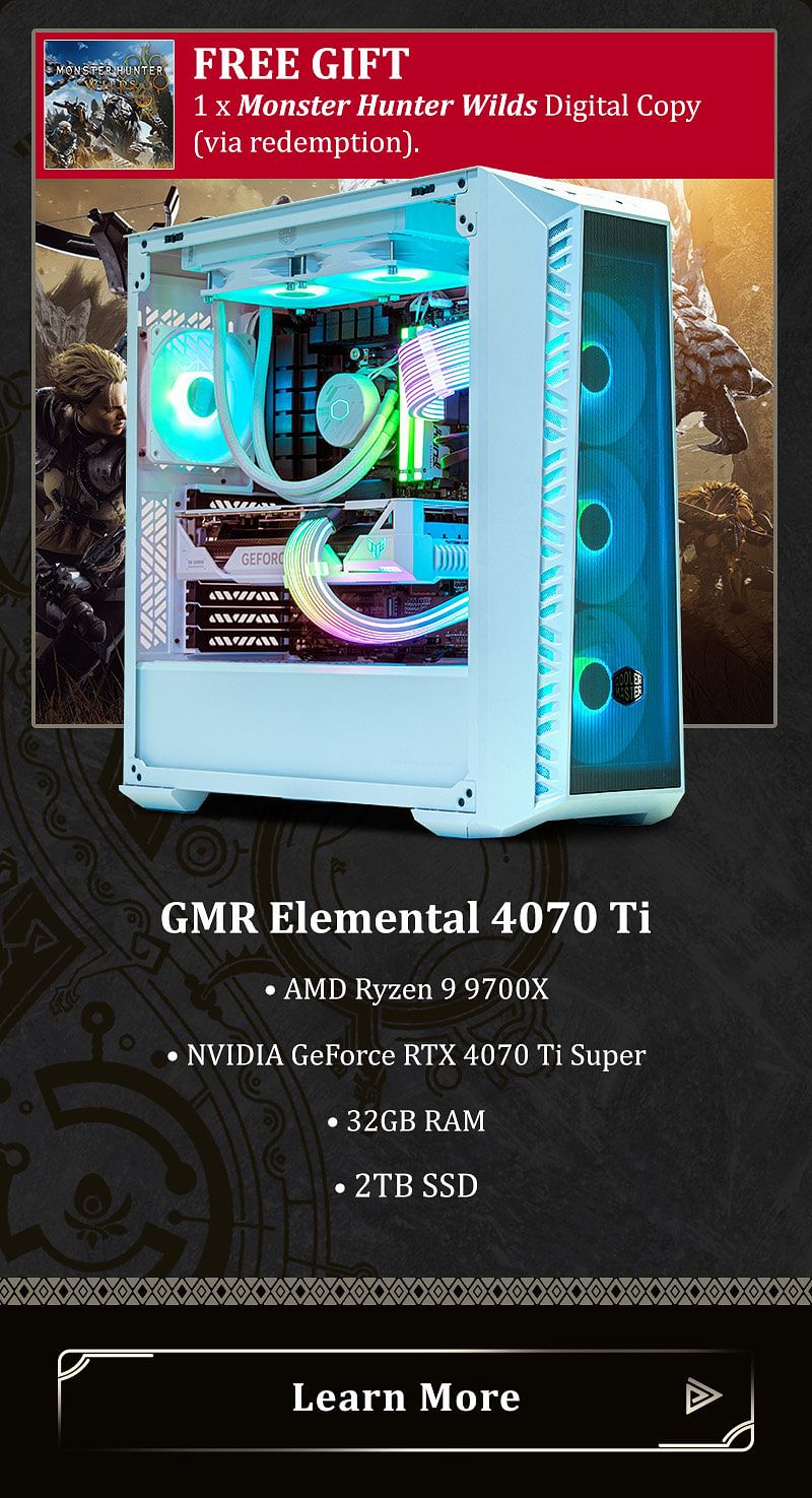 GMR Elemental 4070 Ti Super Gaming PC - (Ryzen 7 9700X | 32GB DDR5 RAM | RTX 4070 Ti Super 12G | 2TB NVMe SSD | 850W Gold | Windows 11)