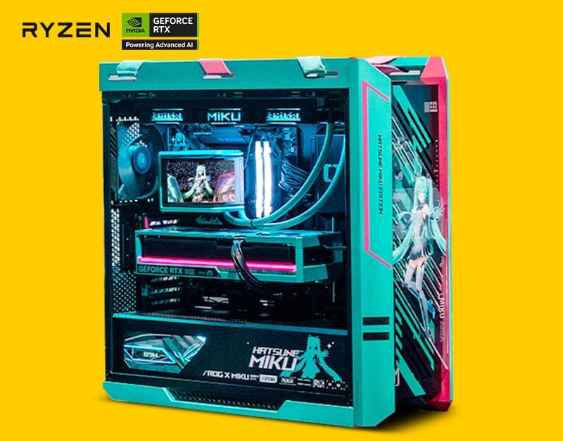 GMR Neptune ROG Miku Edition 5080 Gaming PC - (Ryzen 7 9800X3D | 64GB RAM | RTX 5080 16G | 2TB Gen5 NVMe SSD | 1200W Plat| Windows 11 Pro) Powered by ASUS