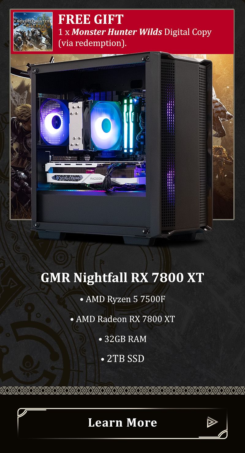 GMR Nightfall RX 7800 XT Gaming PC - (Ryzen 5 7500F | 32GB RAM | RX 7800 XT 16G | 2TB NVMe SSD | 750W | Windows 11)