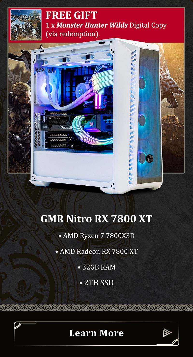 GMR Nitro RX 7800 XT Gaming PC - (Ryzen 7 7800X3D | 32GB DDR5 | RX 7800 XT 16G | 2TB Gen4 SSD | 750W | Windows 11 Home)