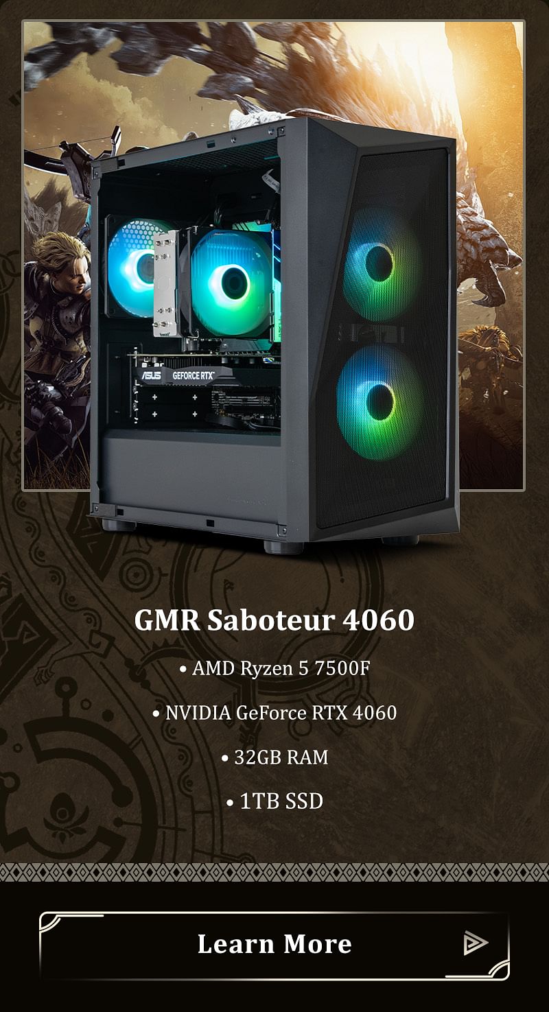 GMR Saboteur 4060 Gaming PC - (Ryzen 5 7500F | 32GB DDR5 | RTX 4060 8G | 1TB Gen4 SSD | 650W | Windows 11 Home)