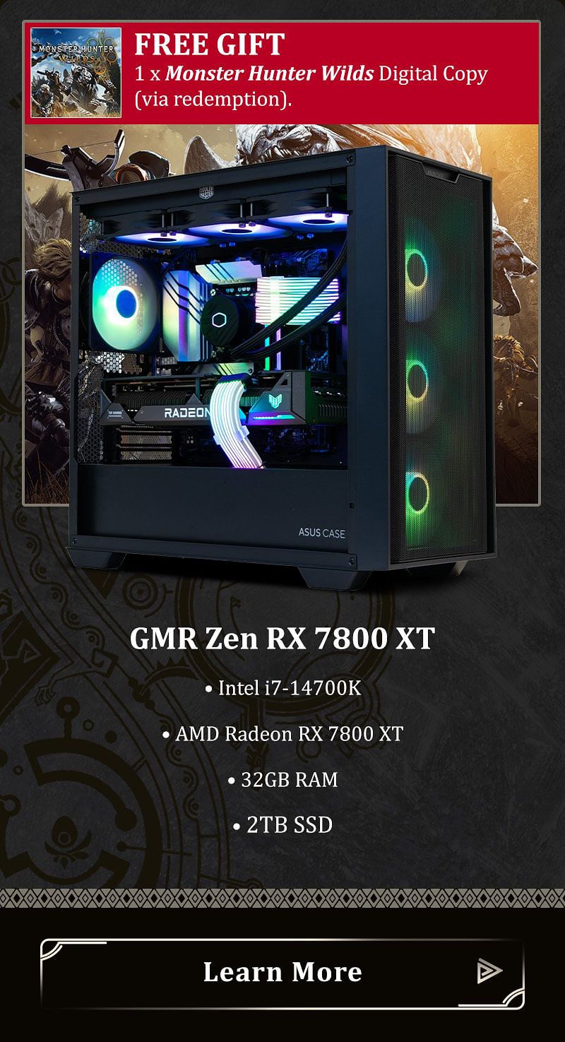 GMR Zen RX 7800 XT Gaming PC - (i7 14700K | 32GB DDR4 | RX 7800 XT 16G | 2TB Gen4 SSD | 750W Gold | Windows 11) Powered by ASUS