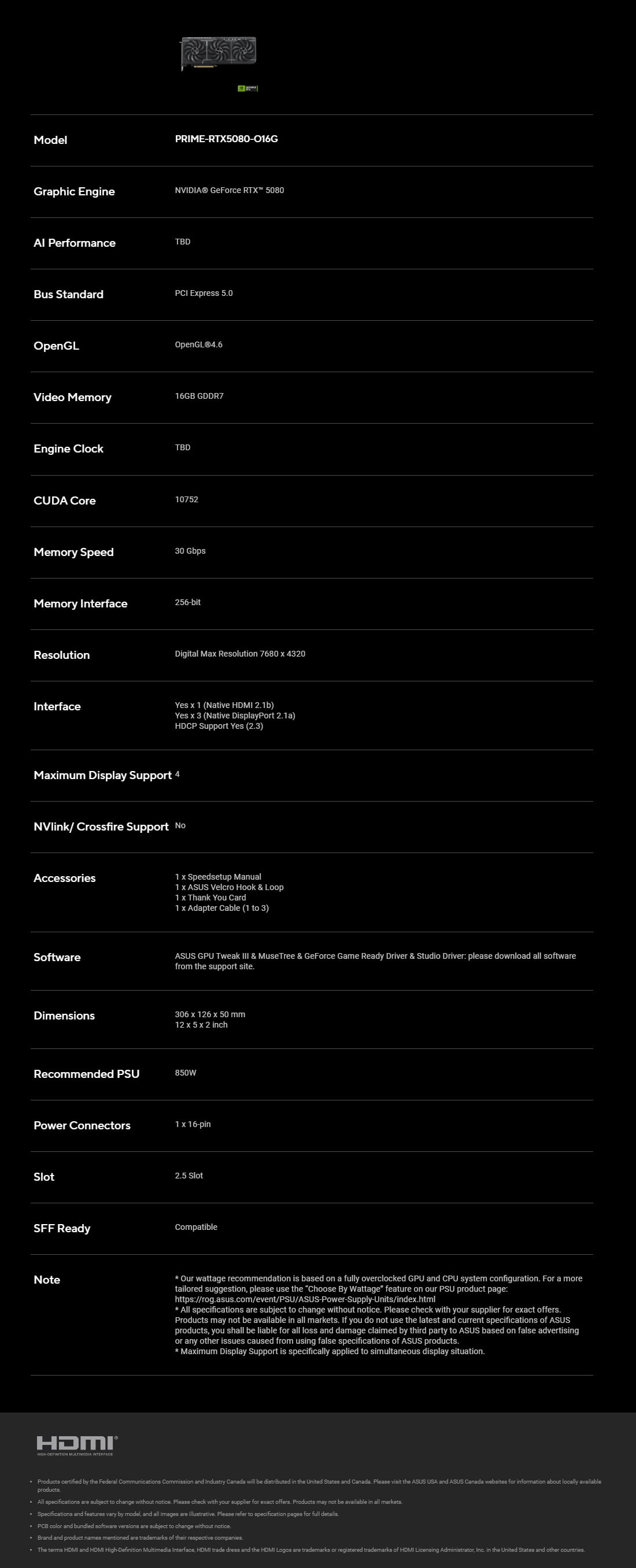 ASUS Prime GeForce RTX 5080 16G OC Graphics Card - detail image
