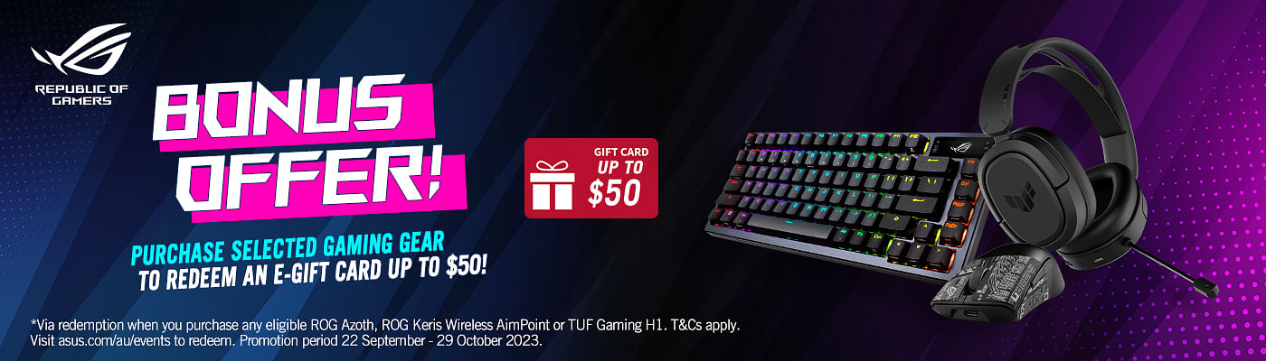 Purchase Selected ASUS Peripherals to Redeem an e-Gift Card Up to $50