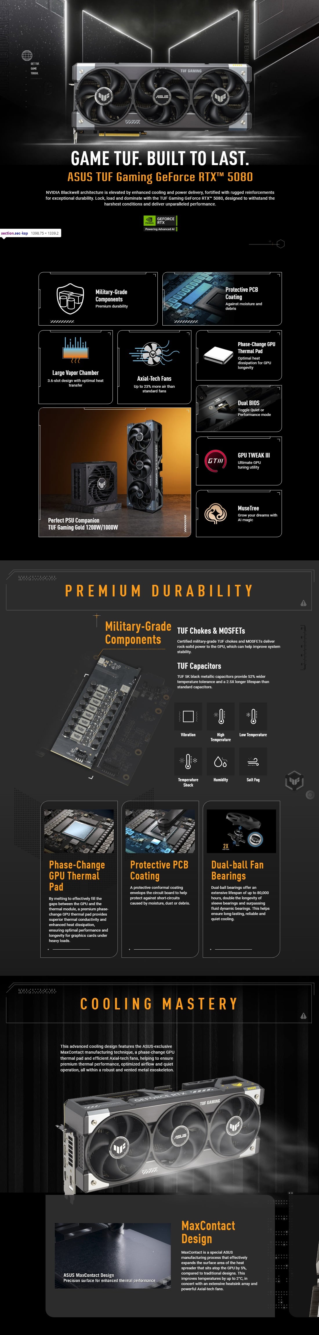 ASUS TUF Gaming GeForce RTX 5080 16G OC Graphics Card - detail image